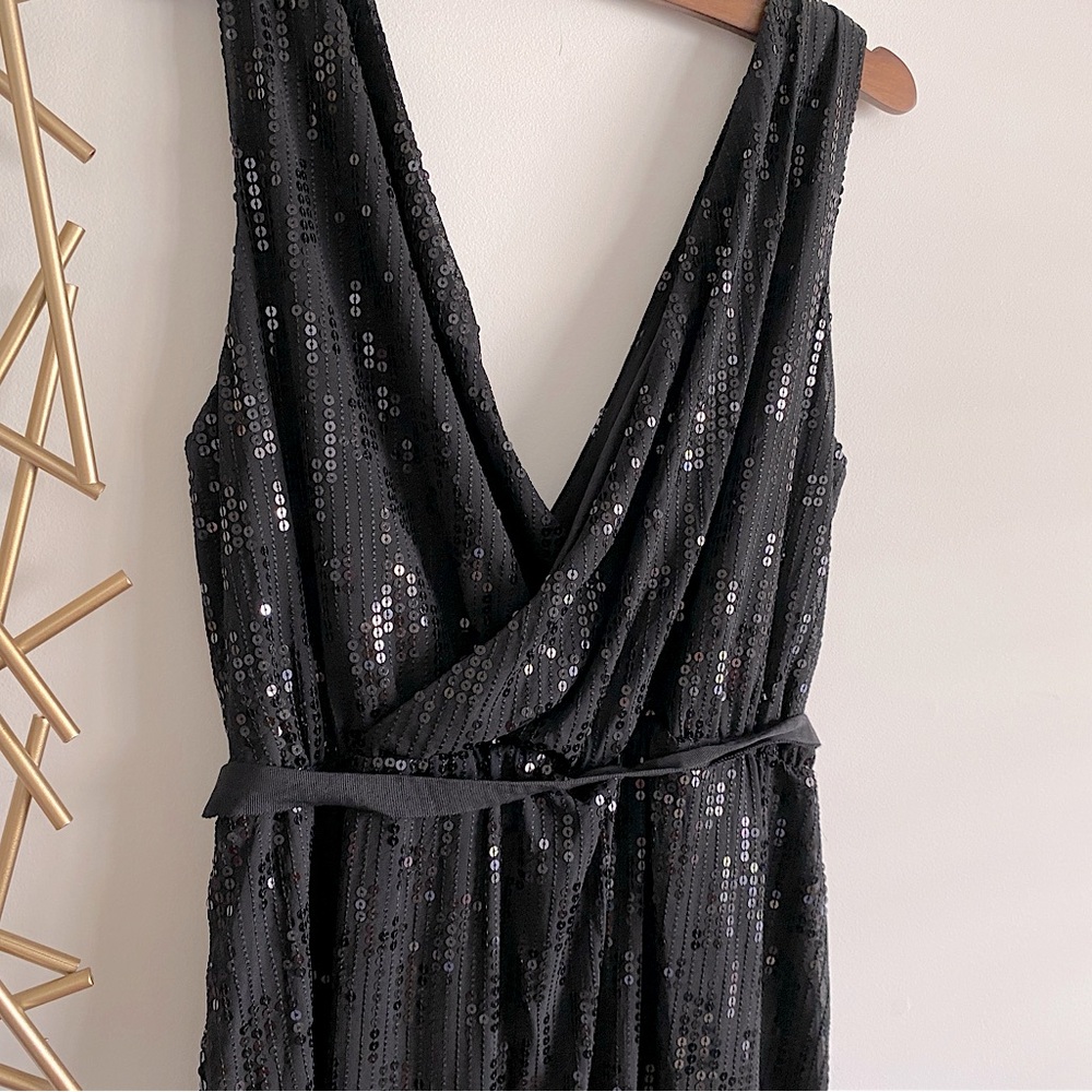 Express Black Sequin Double V-Neck Sleeveless Coc… - image 5